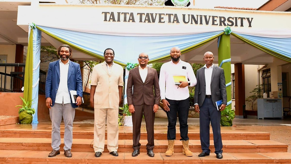mmtairo's tweet photo. Earlier today, my team and I paid a courtesy call to the VC of @TaitaTavetaUni, Prof. Fred Barasa, to discuss areas of cooperation.

The @TaitaTaveta006 govt has engaged the university to carry out a GIS data collation for our roads, urban areas, and county assets/property. https://t.co/Bxy1iBtyfn