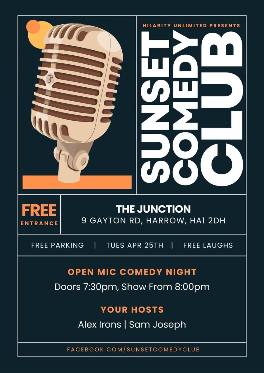 harrowborofc_ul's tweet photo. Next #SunsetComedyClub at #TheJunction is on 23rd May 2023. https://t.co/enHkZps8HW