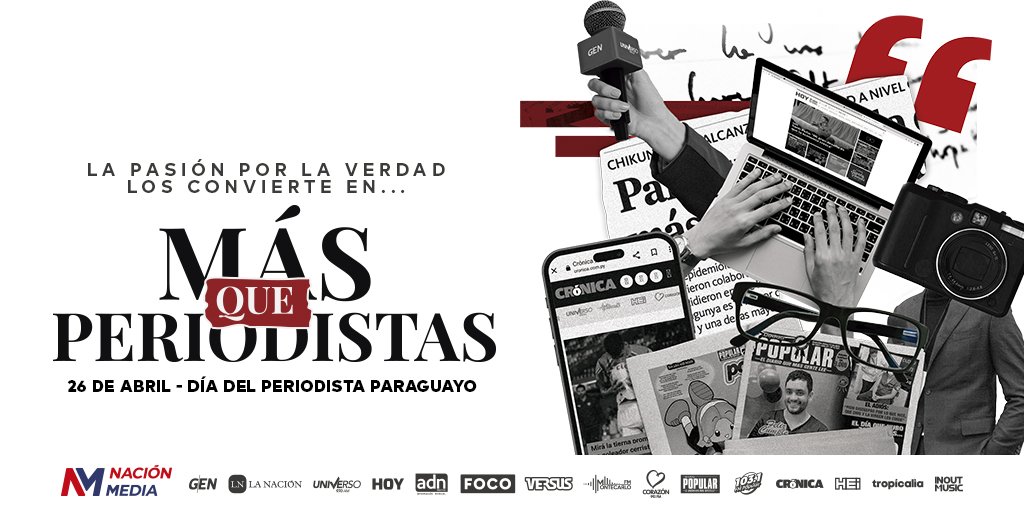hoypy's tweet photo. 📰📻📺💻 La pasión por la verdad y llegar a cada hogar paraguayo es lo que nos motiva a seguir día a día, viviendo experiencias únicas.

👏🏻 Más que una profesión, más que periodistas. ¡Feliz Día!

#DíaDelPeriodista #MásQuePeriodistas https://t.co/UFuNZlRmzS