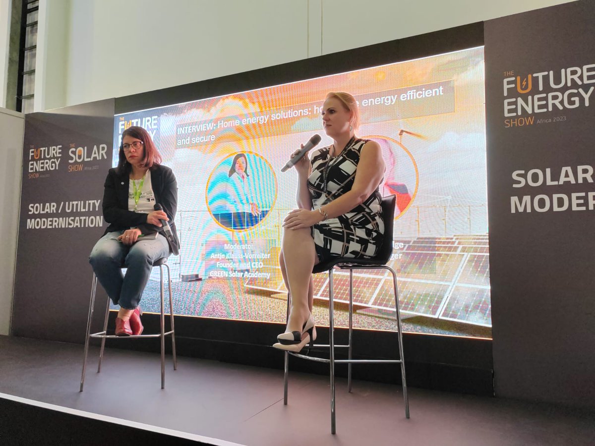 sanedi_org's tweet image. (2/2) Dr Surridge presented on energy solutions at home, giving insight into Energy costs vs. Energy security. @DMRE_ZA 
#SANEDI #HomeEnergySolutions #TheFutureEnergyShow2023 #TheSolarShowAfrica2023