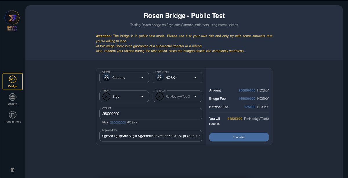 I just bridged $HOSKY by <a href="/hoskytoken/">HOSKY</a> to #Ergo! Currently waiting for my HOSKY on the Ergo side 👀🚀
