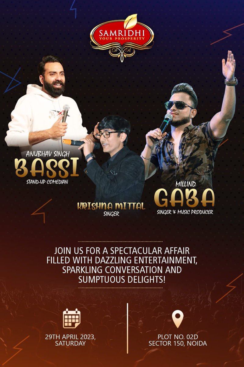 Krishnamitt2k6's tweet photo. Opening for Anubhav Singh Bassi and @themillind !!!!
Catch me with Anubhav Singh Bassi and Millind Gaba on 29th April!

@visshnumittal
#show #standupcomedy #anubhavsinghbassi #millindgaba #samridhi #concert #staytuned #krishnamittal https://t.co/HaarCBenjb