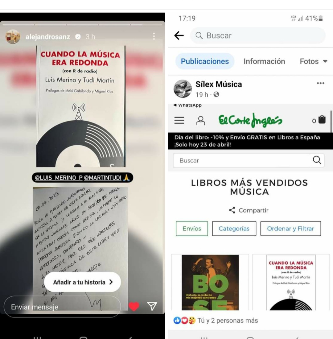 tudimartinv's tweet photo. Hace unos días @AlejandroSanz nos mencionó. Gracias. 
Por Sant Jordi fue el 2° #libro sobre #música más vendido en @elcorteingles Gracias a los libreros on y offline.
Gracias a @silexediciones por todo el trabajo realizado.
#radio #RadioMusical #Empresa #CuandoLaMusicaEraRedonda https://t.co/GSb7R1qMQU
