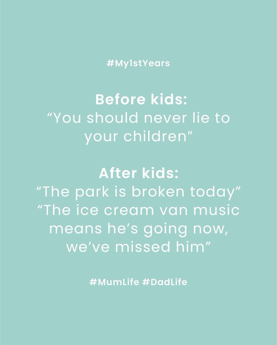 my1styears's tweet photo. I was the best parent in the world... until I had kids 🤭 let us know your most used white lies 👇

#mumlife #dadlife #parenting https://t.co/n0Pqv371VS