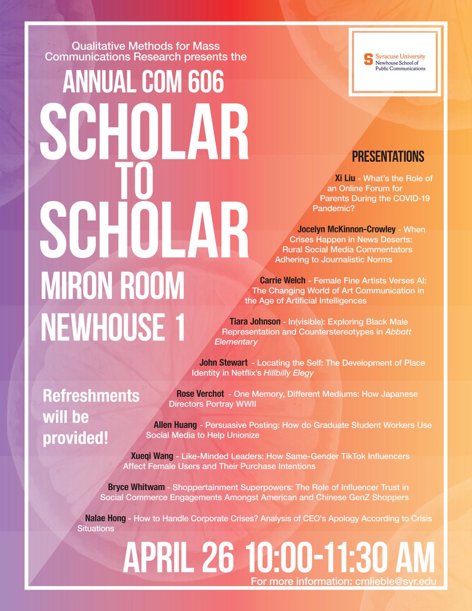 CMLiebler's tweet photo. This morning in ⁦⁦@NewhouseSU⁩ Room! Starting soon! https://t.co/nWsi2F1nZl
