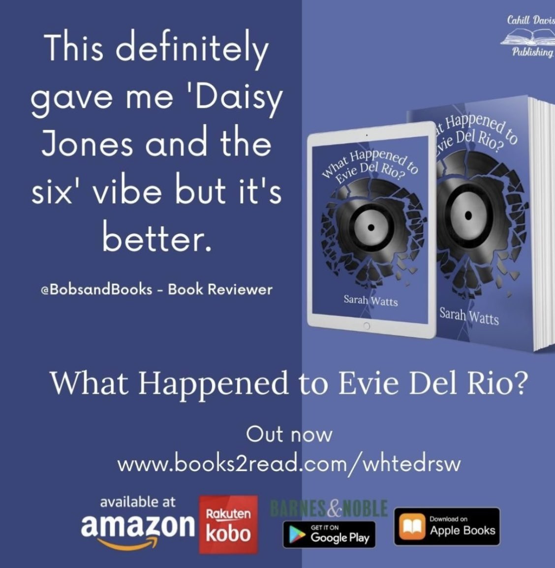 SKWattsWrites's tweet photo. If you’ve got #DaisyJonesAndTheSix withdrawal symptoms, then why not give my debut novel What Happened to Evie Del Rio? a read? A tale of first love, an epic indie love song and the girl it was written for. With lots of 80s nostalgia! See link in my bio to get your copy #whtedrsw https://t.co/NTLApjsTZu