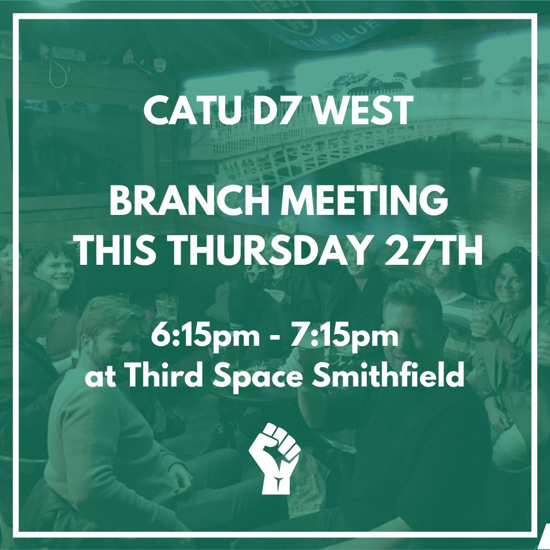 Come to our meeting tomorrow ! 
We’ll be talking motions for submission ahead of the national Ard Fheis / AGM on May 21st and discussing committee roles like 
• admin
• member defence 
• comms 
• recruitment 
⚡️