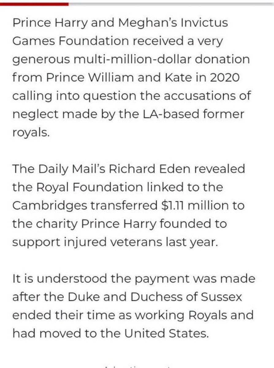 So William gave the entirety of his £1 million settlement to a certain veterans charity & the “founder” of that veterans charity, who never gave anything near that much to it, now wants to act as though William did something wrong! Pathetic weasel #HarryisaLyingTraitor