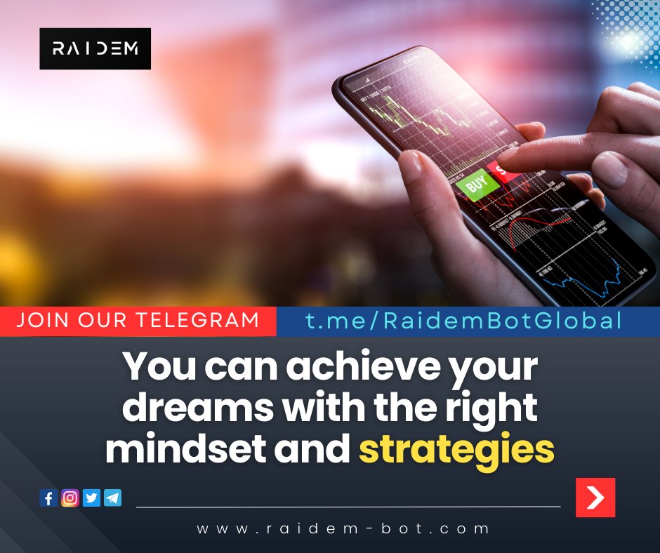 You can achieve your dreams with the right mindset and strategies.
Passive income.
TARGET PROFIT +6~14% MONTHLY
JOIN OUR TELEGRAM: t.me/RaidemBotGlobal

#passiveincome #money #Investing #trading #forex #investment #financialfreedom #business #earnmoney #millionaire