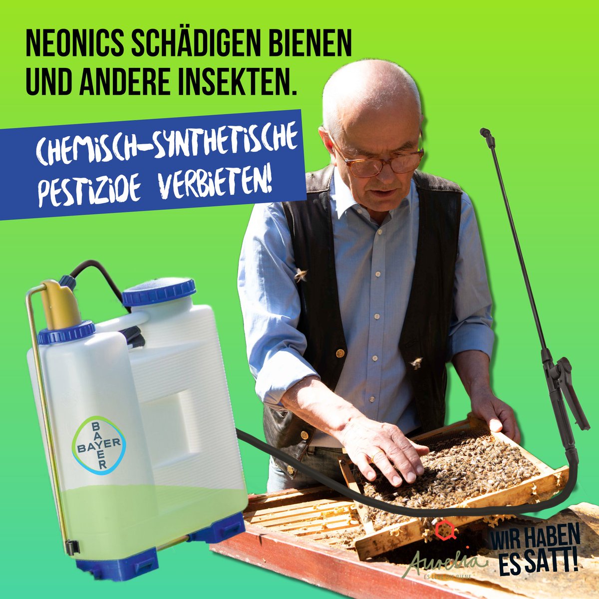 🗓️Noch 2 Tage bis zur #Bayer-Aktionärshauptversammlung.

📈Der Agrarkonzern ist der weltweit größte Anbieter von Pestiziden.

🤐Erschreckend: Neonicotinoide, die Bienen und andere Bestäuber nachweislich schädigen werden weiterhin von Bayer verkauft.☠️

#Pestizidausstieg jetzt!