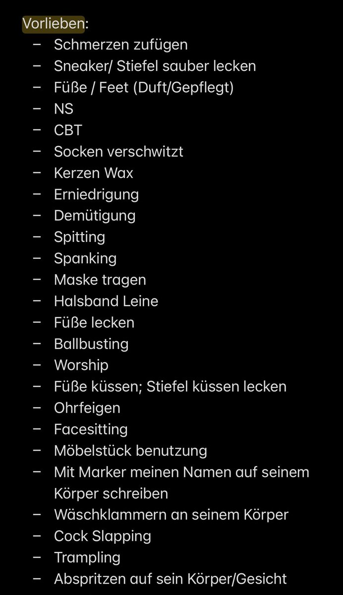 PersianCashDom's tweet photo. Hier sind so einige meiner Vorlieben die ich gerne in einer Session mache! Nicht alles ist drauf, aber einiges! Deine Wünsche kannst du mir auch gerne mitteilen! #master #dominant #maledom #vorliebe #tabus #hardlimits #peitsche #gerte #humiliateme #spitting https://t.co/i42z27H5kd