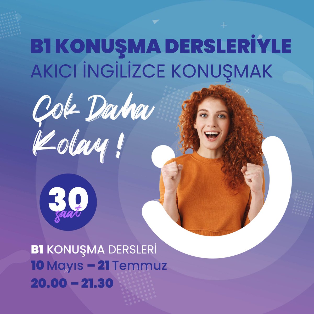 İngilizce B1 Konuşma Eğitimi 10 Mayıs’ta Başlıyor!📣

Mevcut konuşma seviyeni bir üst seviyeye yükseltmek için sen de katıl!

Satın Al: pozitifdil.com/ingilizce-konu…
Tel: 0850 532 7222

#speaking #onlineingilizce #ingilizceb1 #ingilizcespeaking #pozitifdil