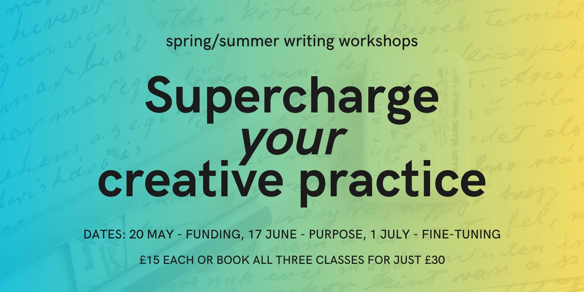 I've not had a chance to plug my workshops as now marking and teaching! But we mustn't lose sight of the important stuff amid the chaos so here we are. If you see this tweet, take it as a invitation to supercharge your creative practice and book on!

eventbrite.co.uk/e/supercharge-…