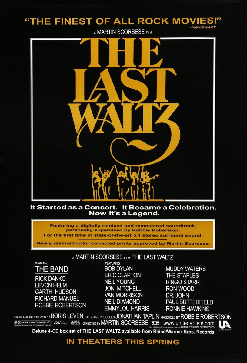 Beginning with a title card saying, 'This film should be played loud!', #OTD 1978, one of THE greatest rock documentaries in history was released, #MartinScorsese's #TheLastWaltz, about #TheBand's farewell concert appearance, filmed at the Winterland Ballroom in San Francisco.