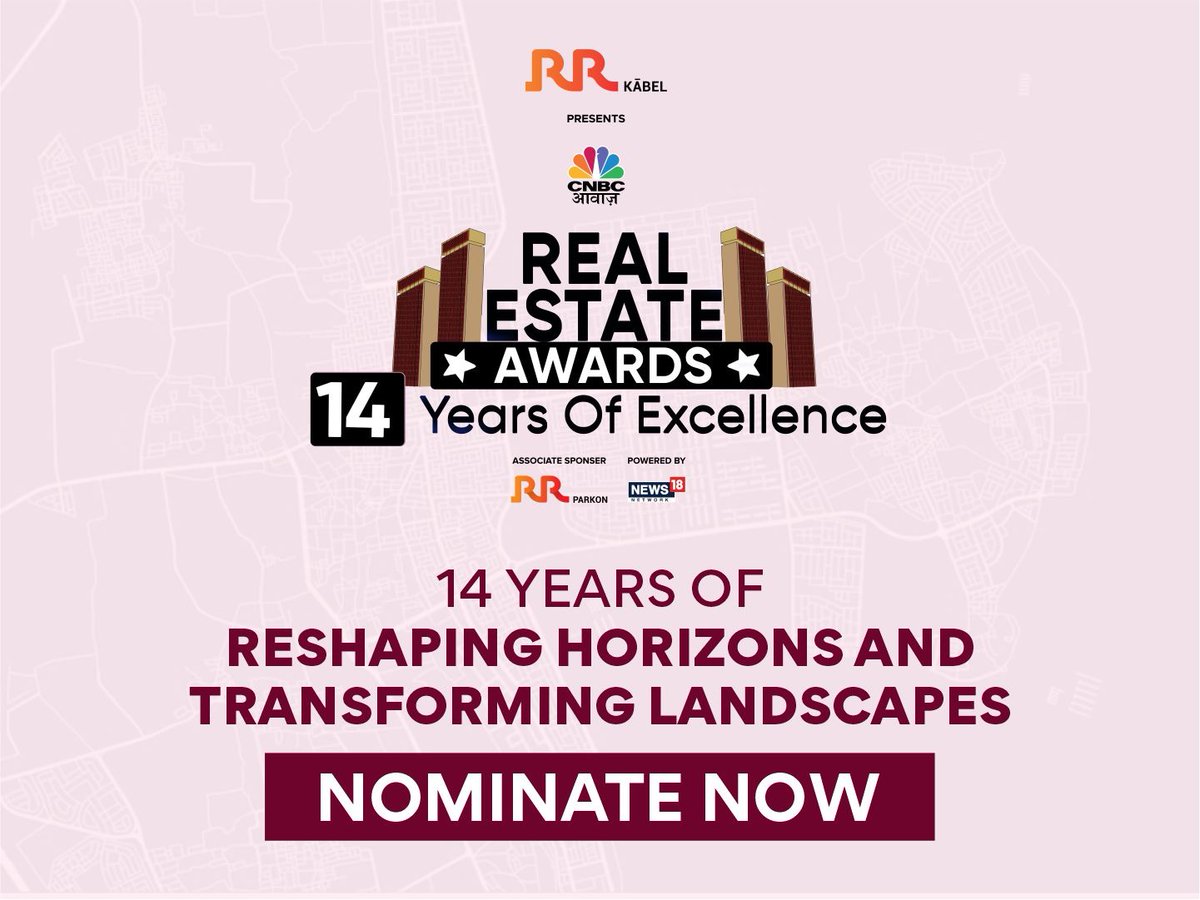 The 14th Real Estate Awards presented by RR Kabel and CNBC-Awaaz. To nominate your project, Visit : shorturl.at/psvS9
@_RRKabel #CNBCAwaazREA2023