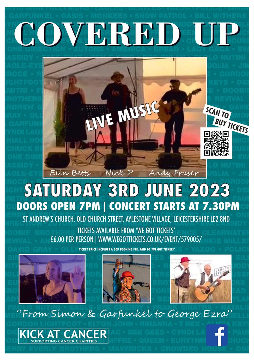Local band Covered Up are playing at St Andrew's Church on Saturday the 3rd of June this year. Tickets are £6.00 per person (includes a 60p booking fee to We Got Tickets), doors open 7pm, concert starts at 7:30pm.
Tickets available from <a href="/WeGotTickets/">WeGotTickets</a> wegottickets.com/event/579005/ ￼😊