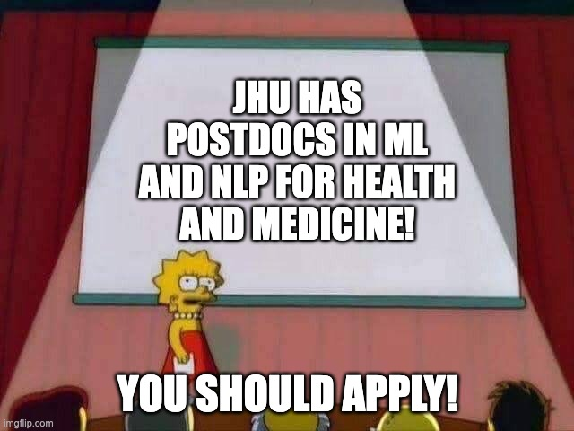 The application deadline is coming up soon (April 30). 
Apply to the JHU Malone Center Postdoc Fellowship program!
Areas:
- NLP/ML/AI for Health
- Comp Med /Bioinformatics
- Systems Modeling and Optimization
- Robotics, AR/VR
- HCI
- Mobile Health
malonecenter.jhu.edu/malone-fellows/