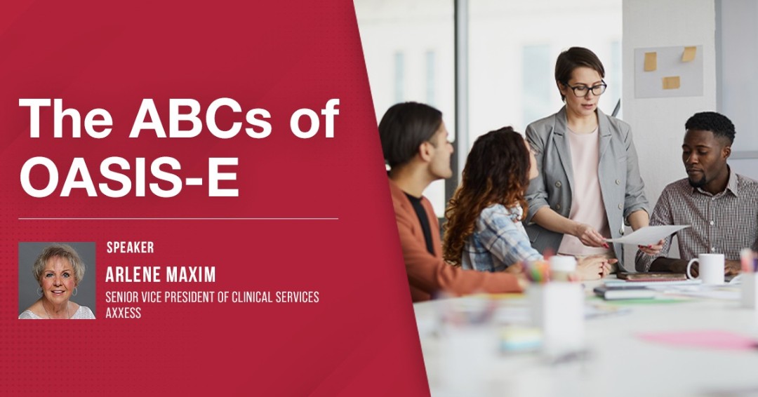 OASIS-E is in full effect and is a key component in value-based purchasing. Axxess’ Arlene Maxim reviews what's new in OASIS-E to ensure your organization receives the maximum reimbursement in this on-demand webinar. 

Watch now: ow.ly/SCox50NHcJp

#AxxessEverywhere