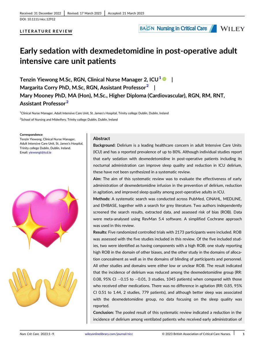 Proud tweet alert ⚠️  @YiewongT  our fabulous CNM2 #criticalcare @stjamesdublin is a published author! Remarkable achievement Yie, you should be very proud!! Our unit & our patients are lucky to have you leading out on quality care & encouraging #nurseresearch #SJHNursing 👩‍🎓🥳💫