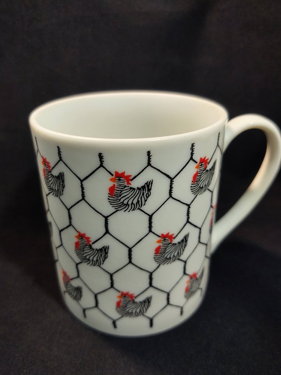 Excited to share the latest addition to my #etsy shop: Vintage Chickens and Chicken Wire Fence Mug etsy.me/44hSHJB #white #yes #black #ceramic #chickentheme #farmhousedecor #chickenwirefence #collectiblemugs #fitzandfloyd