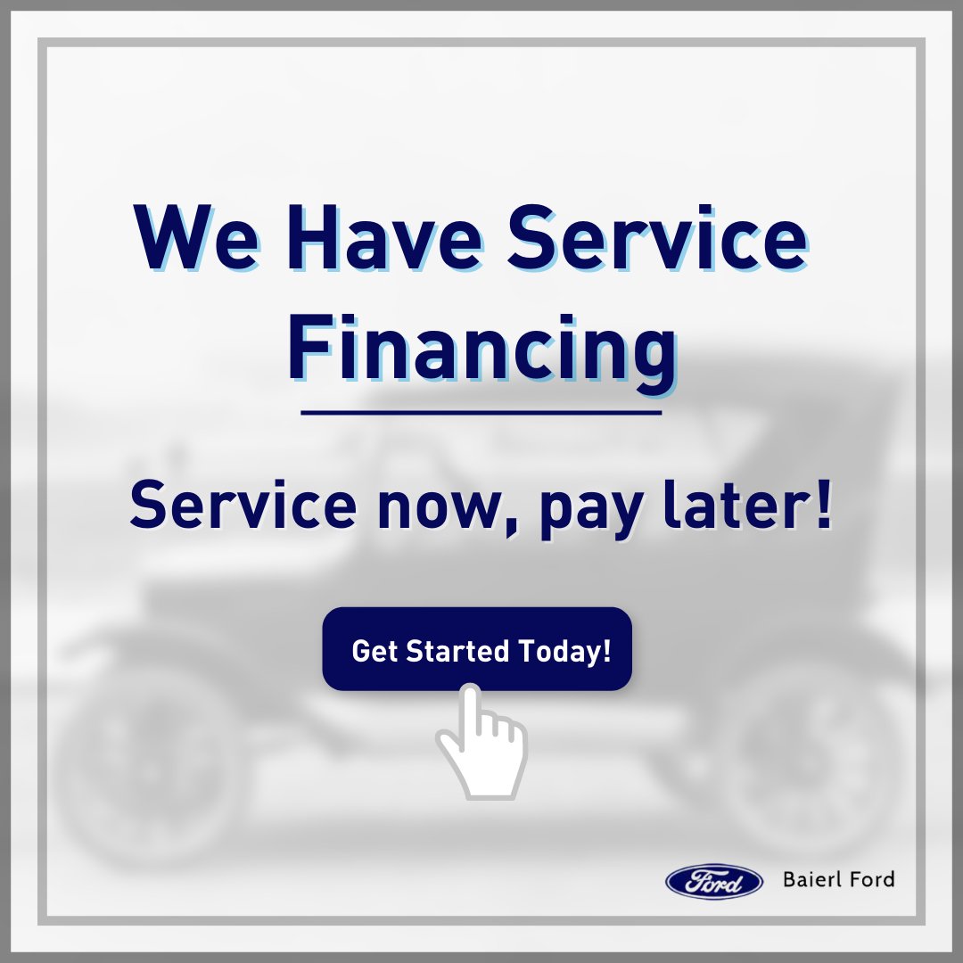 BaierlFord's tweet photo. We offer service financing! Service now and pay over time! Visit https://t.co/dQOlrEH49u for all the details! ⚙️ 🔧

#fordperformance #baierlford #automaintenance #automotive #autoservice #car #auto #autocare #vehiclemaintenance #carservice #routinemaintenance https://t.co/RqqoxTh7SL