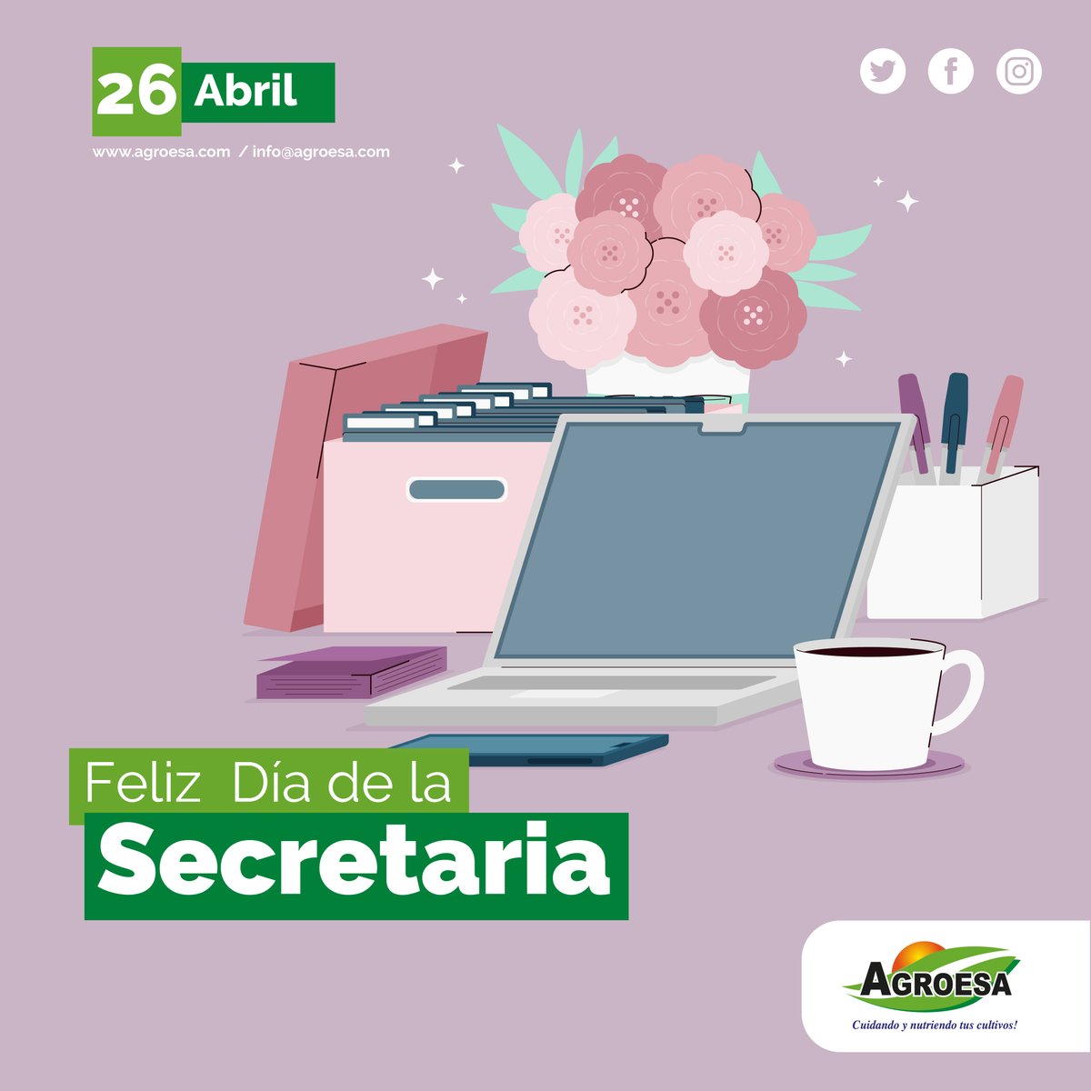 agroesasrl's tweet photo. Te agradecemos porque siempre estás dispuesta a colaborar y por ser una colaboradora muy eficiente. 

Que tengas un bonito día de la secretaria. https://t.co/5xC2dg4xFt