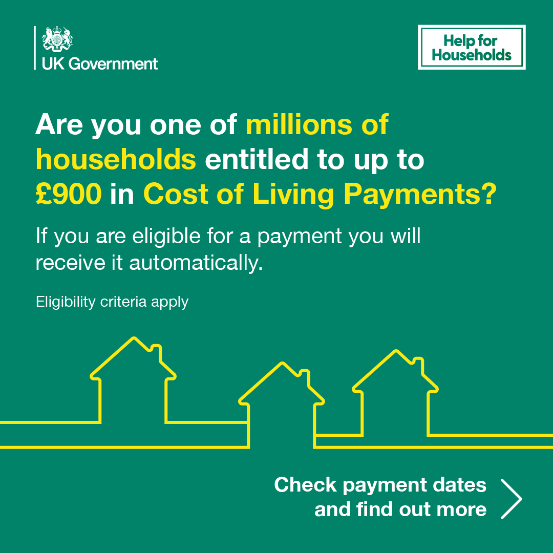 From 25 April- 17 May, those receiving DWP means-tested benefits will receive the first 2023/24 Cost of Living Payment of £301 directly into their bank accounts. No action is needed.
For more info, visit: lght.ly/fdb8hn
#CostofLivingPayment