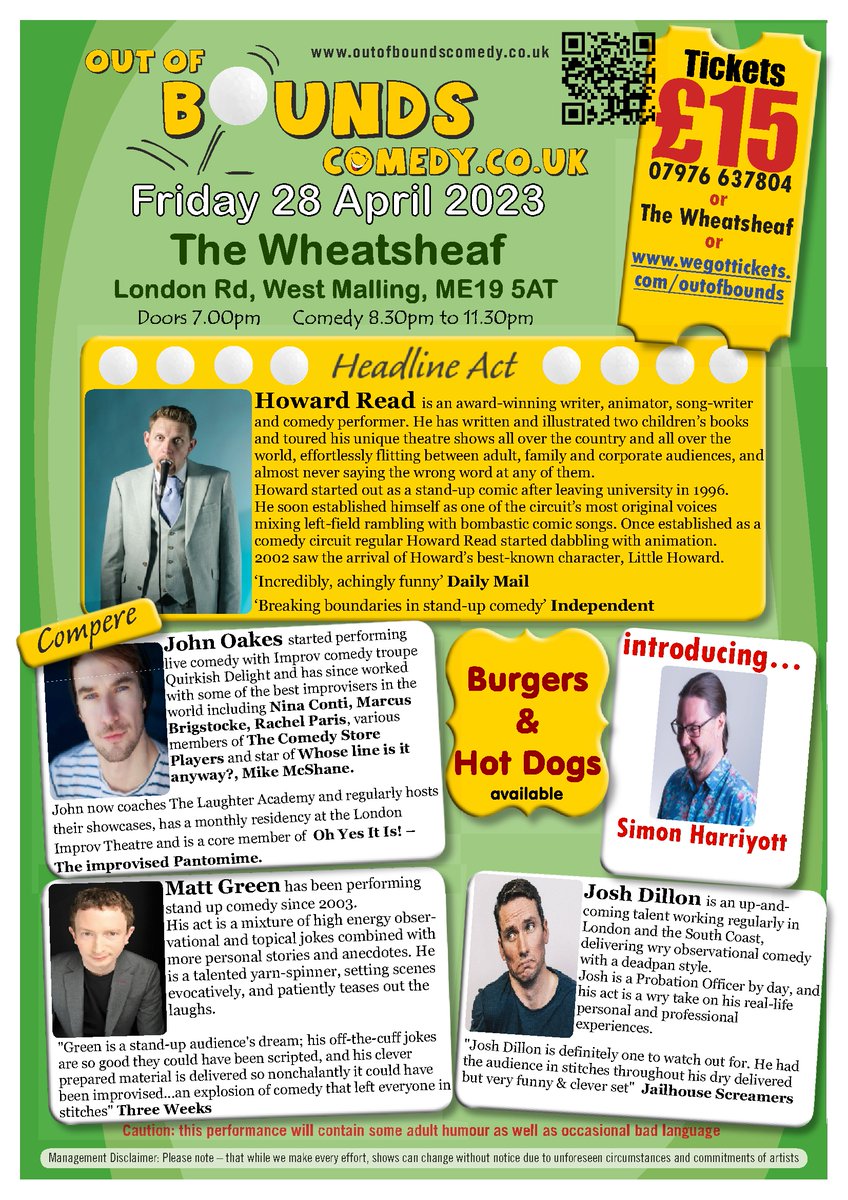 This Friday in West Malling, Kent. Superb comedy for just £15. Really is the best thing you can do in #westmalling