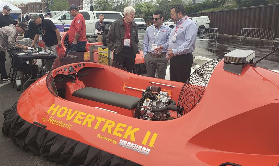 NeoHovercraft's tweet photo. It's been a while since we tweeted, but we promise we haven't been slacking off. We've been fine-tuning the Briggs Rescue Hovercraft for @FDICevent. See it in action tomorrow and meet the team at Booth 19203. #HovercraftRescue #FDIC2023 @BriggsStratton https://t.co/yh1j0UvAu1