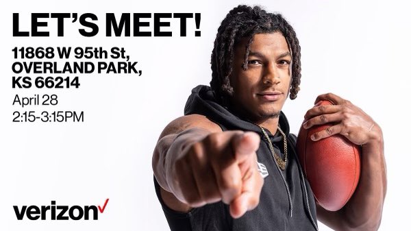 Draft is in our city, KC! I’ll be @Verizon meeting fans and signing autographs. Don’t miss out. 🗓️ 4.28 from 2:15-3:15PM 📍11868 W 95th St, Overland Park, KS 66214