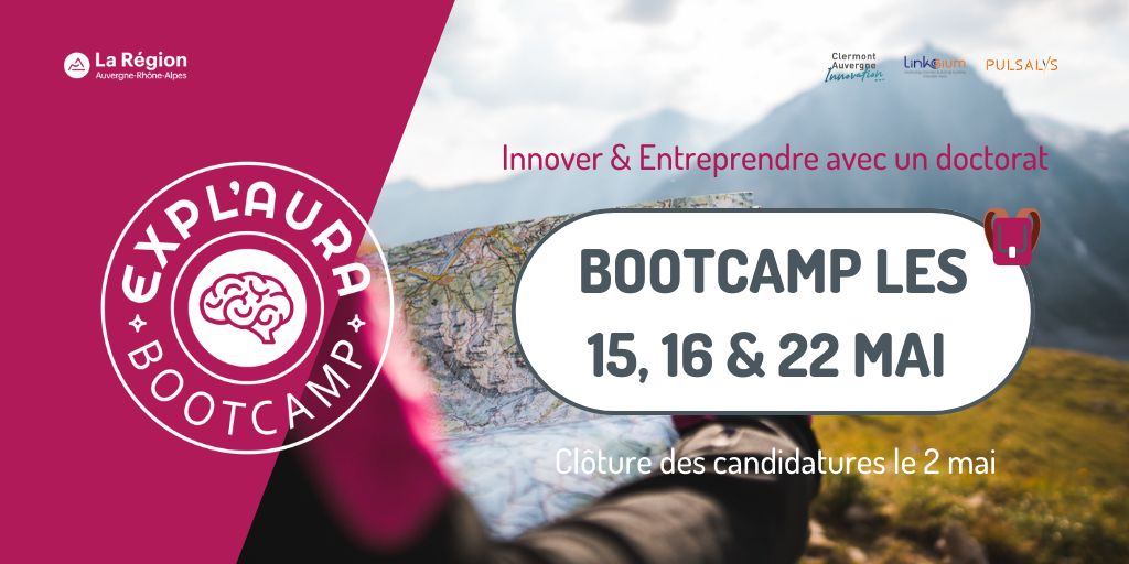 PULSALYS (@pulsalys) on Twitter photo 📢 J-7 ! Doctorant-es, docteur-es, jeunes chercheurs de la Région, candidatez à la nouvelle édition du Bootcamp Expl'Aura soutenu par <a href="/auvergnerhalpes/">Auvergne-Rhône-Alpes</a> jusqu'au 2 mai
🚀 Venez initier vos projets entrepreneuriaux avec <a href="/Pulsalys/">PULSALYS</a> @LINKSIUM_ <a href="/CAI_Clermont/">Clermont Auvergne Innovation</a> 👉 explaura-bootcamp.fr 📢 J-7 ! Doctorant-es, docteur-es, jeunes chercheurs de la Région, candidatez à la nouvelle édition du Bootcamp Expl'Aura soutenu par <a href="/auvergnerhalpes/">Auvergne-Rhône-Alpes</a> jusqu'au 2 mai
🚀 Venez initier vos projets entrepreneuriaux avec <a href="/Pulsalys/">PULSALYS</a> @LINKSIUM_ <a href="/CAI_Clermont/">Clermont Auvergne Innovation</a> 👉 explaura-bootcamp.fr