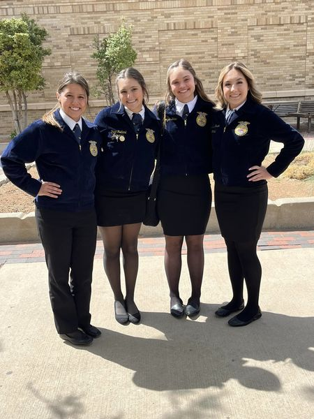 State Champions!
Congrats to the Lampasas FFA Agricultural Communications Team. ALL members are Lady Badger athletes: L-Jacie Resa, Paige Rutland, Morgan Bobo, and Avery Hopson!! Morgan was also named as 5th high individual in the state and recognized for her outstanding writing!