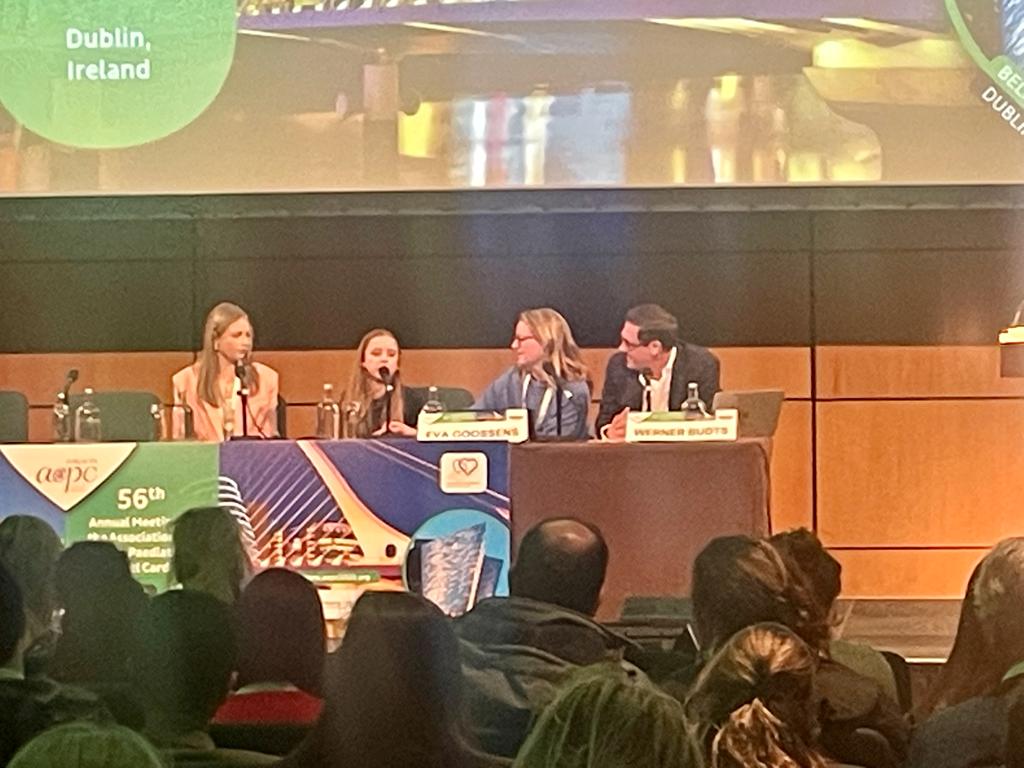 Chldns_Hrtbeat's tweet photo. We are so proud of our heart warrior Eva, left, for representing young people with CHD and speaking of her patient experience at the global AEPC conference in Dublin today. 
Eva is pictured here with Amy, from Dublin, who also spoke of her lived experience. #AEPC2023 #chd https://t.co/6oNcWZ9ckJ