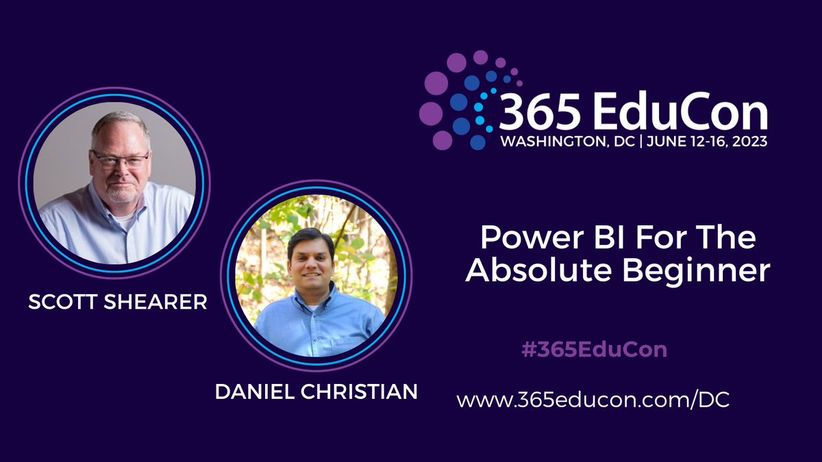 TechCon 365, PWRCON & DATACON (@techcon365) on Twitter photo 🚀Ready to embark on your Power BI journey? Join us at #365EduConDC for the "Power BI for the Absolute Beginner" full-day workshop led by <a href="/ScottJShearer/">Scott Shearer MVP</a> & <a href="/dchristian19/">Daniel Christian</a>!💡You'll learn the basics and get started with confidence. Register now: 365educon.com/DC/index.php/s… 📊#PowerBI 🚀Ready to embark on your Power BI journey? Join us at #365EduConDC for the "Power BI for the Absolute Beginner" full-day workshop led by <a href="/ScottJShearer/">Scott Shearer MVP</a> & <a href="/dchristian19/">Daniel Christian</a>!💡You'll learn the basics and get started with confidence. Register now: 365educon.com/DC/index.php/s… 📊#PowerBI