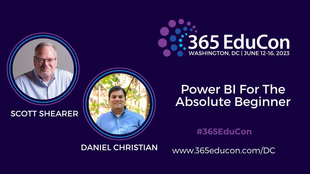 🚀Ready to embark on your Power BI journey? Join us at #365EduConDC for the 'Power BI for the Absolute Beginner' full-day workshop led by @ScottJShearer & @dchristian19!💡You'll learn the basics and get started with confidence. Register now: 365educon.com/DC/index.php/s… 📊#PowerBI