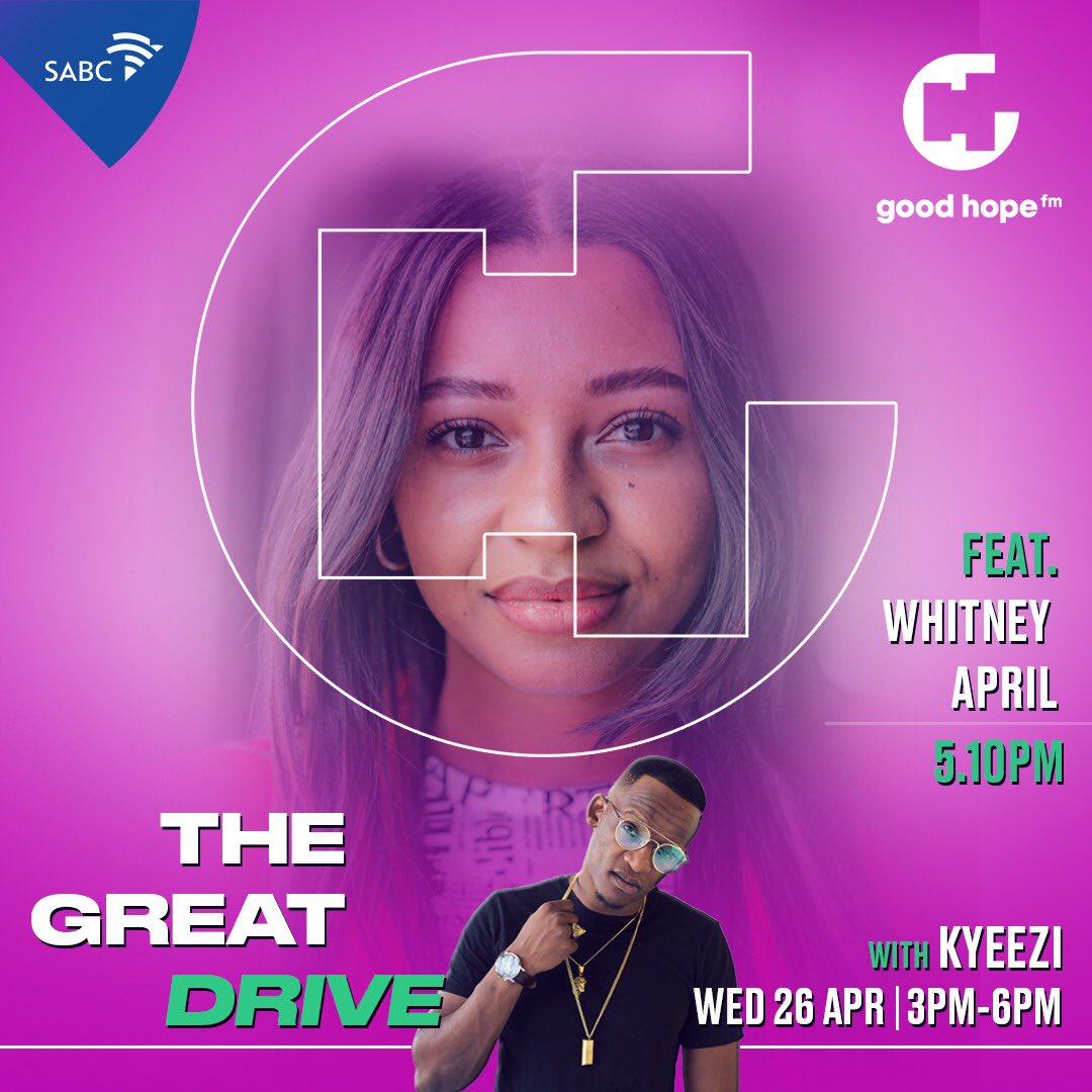 GoodHopeFM's tweet photo. Coming up 📻
Catch @Kyeezi chatting to the amazing #WhitneyApril on #TheGreatDrive about her upcoming performance on #SaaimanSaysLiveSessions
#CapeTownsOriginal https://t.co/2f9EJ9dscP