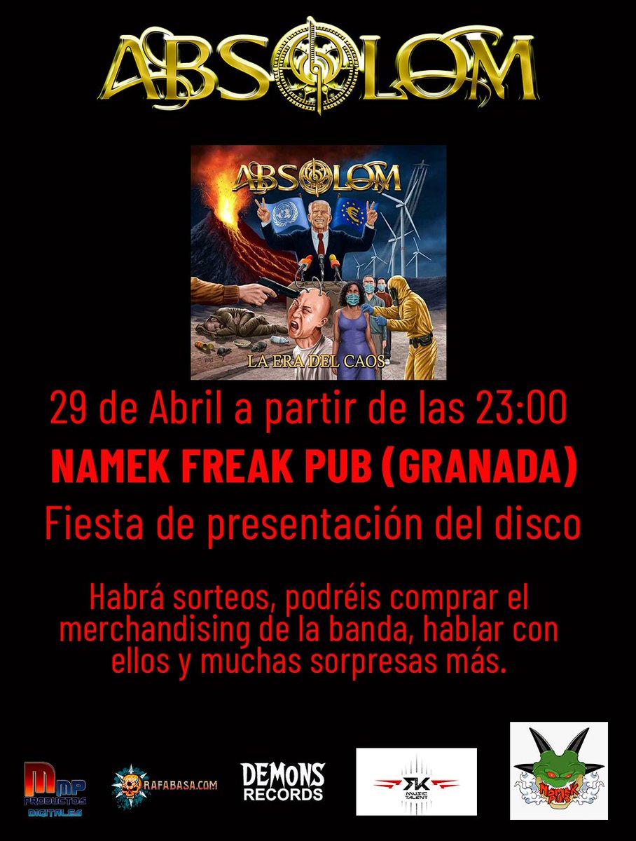PubNamek's tweet photo. Este sábado tendremos el orgullo de acoger la presentación del disco de nuestros buenos amigos de @Absolommetalban , no faltéis a la cita donde habrá sorteos, y muchas sorpresas mas
¡Os esperamos!
#namekpub #absolom https://t.co/2lehbAy8lc