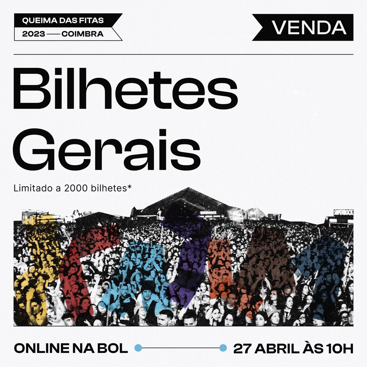 queimadasfitas's tweet photo. ⚠ÚLTIMOS 2000 bilhetes gerais disponíveis online ⚠

A partir de 27 de abril, às 10h, será possível adquirir o bilhete geral online através do link na nossa bio 🔗. O bilhete custará 60€.

#queimadasfitas #coimbra #gerais #bilhetes
#queimadasfitascoimbra #queimadasfitas23 https://t.co/gBlyMEoguM