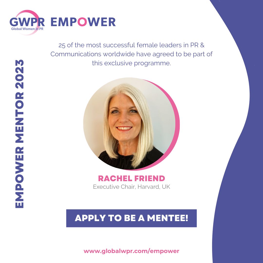 We’re thrilled to announce that our Executive Chair, <a href="/RachelFriendly/">Rachel Friend</a> is a 2023 <a href="/globalwpr/">Global WPR</a> mentor alongside 24 other global industry leaders. As part of the 12-month programme, Rachel is going to support and encourage the next generation of women to become leaders in PR.