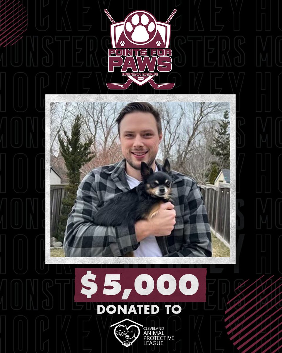 x - Cleveland Monsters (@monstershockey) on Twitter photo We are proud to share that <a href="/BrendanGaunce16/">Brendan Gaunce</a> and his fiancée Heidi have made a $5,000 donation to the <a href="/ClevelandAPL/">Cleveland APL</a> on behalf on 𝗣𝗼𝗶𝗻𝘁𝘀 𝗳𝗼𝗿 𝗣𝗮𝘄𝘀 🤍 Thanks to Brendan & all the Monsters fans who have helped find animals homes & supported the APL throughout the season🐾 We are proud to share that <a href="/BrendanGaunce16/">Brendan Gaunce</a> and his fiancée Heidi have made a $5,000 donation to the <a href="/ClevelandAPL/">Cleveland APL</a> on behalf on 𝗣𝗼𝗶𝗻𝘁𝘀 𝗳𝗼𝗿 𝗣𝗮𝘄𝘀 🤍 Thanks to Brendan & all the Monsters fans who have helped find animals homes & supported the APL throughout the season🐾