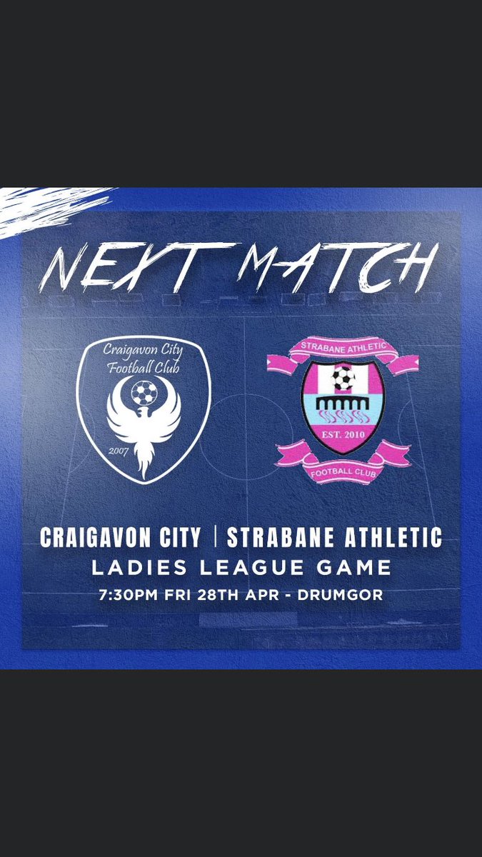 City ladies first game of the new season let’s get down to give them a cheers v strabane athletic 
Game kindly sponsored by Jude Mallon 
Kick off 7.30 teas / coffees for sale at the tuck shop 
Hope to see you all there
