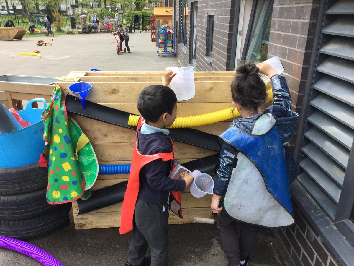 AHMrsMoore's tweet photo. We have loved exploring our new water wall today 💦⭐️#playingandexploring #mathematicallanguage #collaboration @AcreHall https://t.co/TLuttK90zw