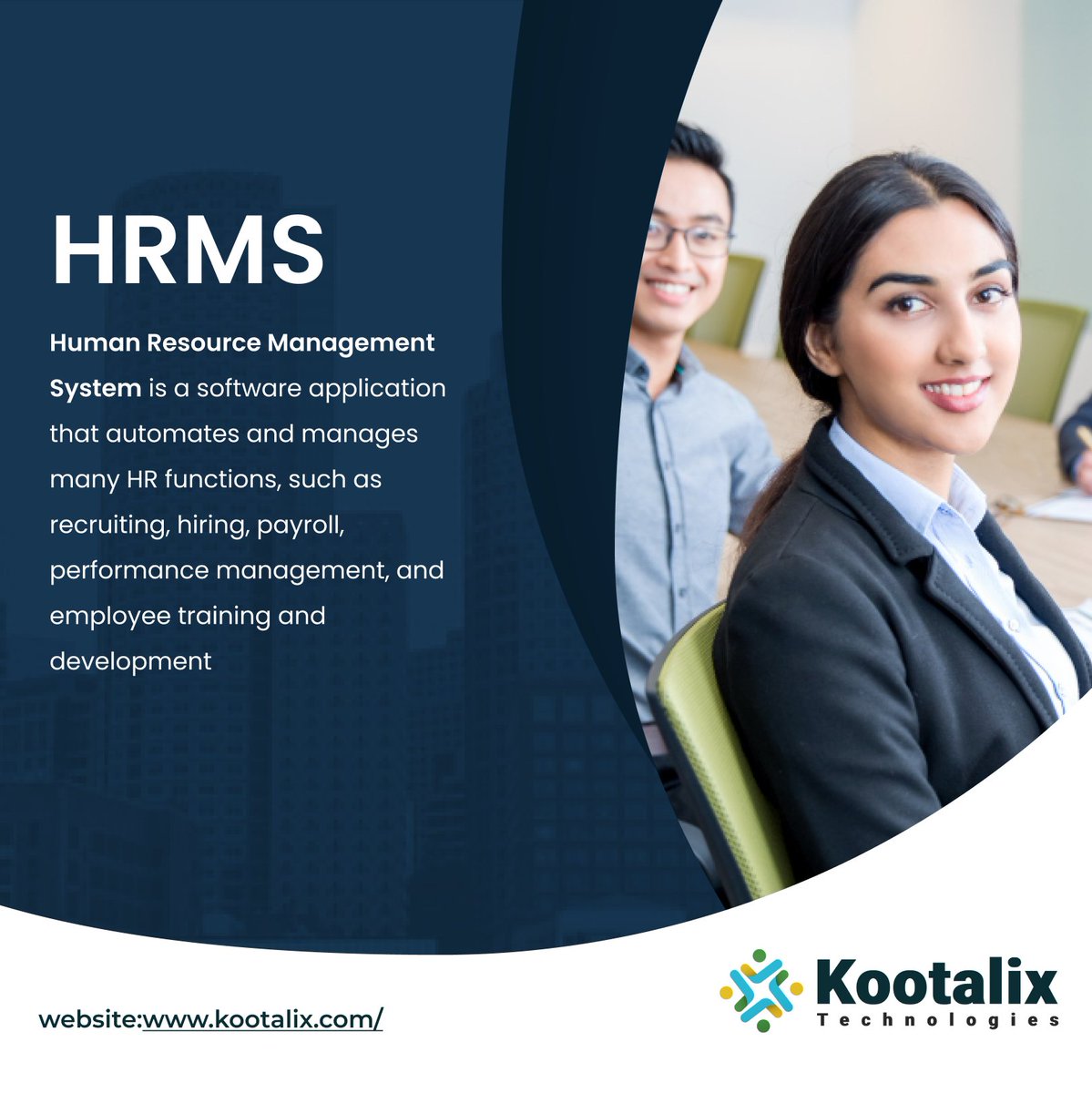 HRMS is a software that helps manage HR functions efficiently by automating processes like employee data management, payroll, benefits, time tracking, and performance management. #Kootalix #HRMS #WorkforceAnalytics #HRTechSolutions #HRAutomation #OrganizationalEfficiency