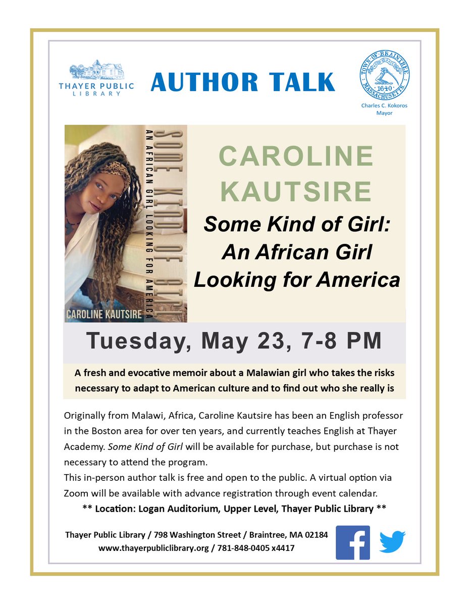 CarolineKautsi1's tweet photo. Hey Tweethearts! Here is a flyer with the details for my next author talk. You may attend in person or via zoom (if you register). Hope you can catch me in action. Mark it on your calendars!🙋🏽‍♀️✨ https://t.co/95OCZLebno