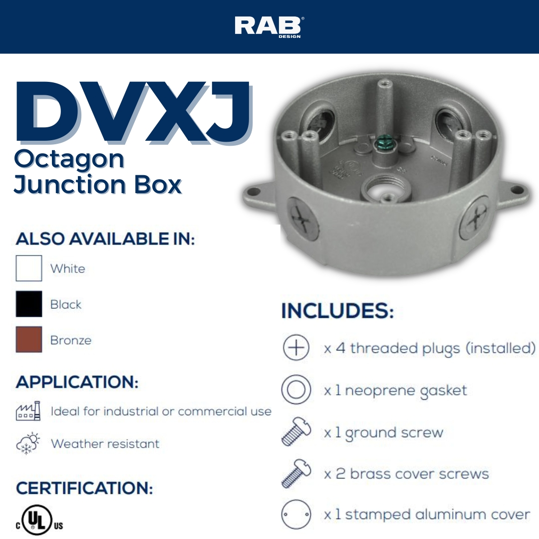 rabdesign's tweet image. The aluminum version of the durable, weatherproof zinc electrical box (VXJ), known in the industry as the “RAB Box”, which has been the number one choice of contractors since its introduction in the 1960s.

#RABDesign #lightingindustry #led