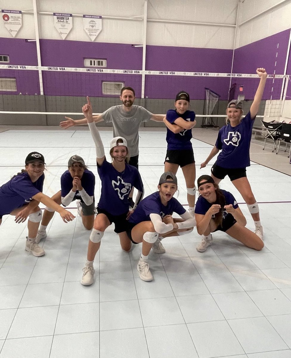 UnitedVba's tweet photo. There have been some FUN practices going on in our gym as of recent 🤣💜🏐 Swipe through for a laugh! #14P #parentsvplayers #14W #fratboy #14G #dresslikecoach https://t.co/pa5U13wmfO