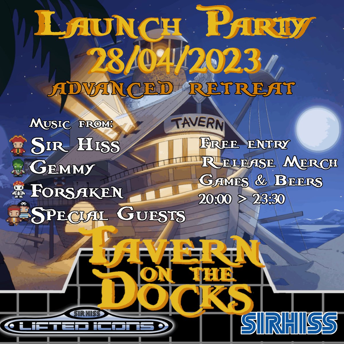 Tunes, drinks and games this Friday for the FREE Tavern on the Docks launch party at <a href="/AdvancedRetreat/">Advanced Retreat</a> with <a href="/DjGemmy/">Gemmy</a>, <a href="/PeteForsaken/">infinity chandeliers</a> &amp; some very special guests 👾

ampl.ink/tavern