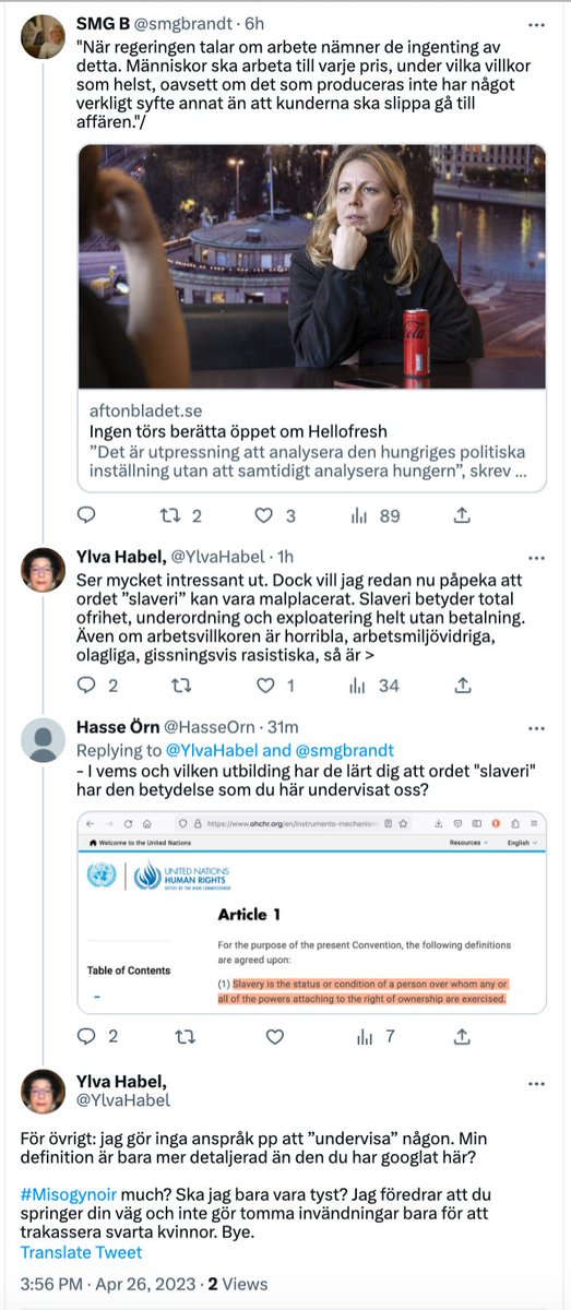 YlvaHabel's tweet photo. där vita män, men även kvinnor, ibland hoppar in i kommentarerna för att "rätta" mig, även om de faktiskt inte har något att tillföra. Här ett exempel på ett anonymt troll som #whitesplainar & #mansplainar ordet slaveri för mig: https://t.co/q7jxBsty0h
