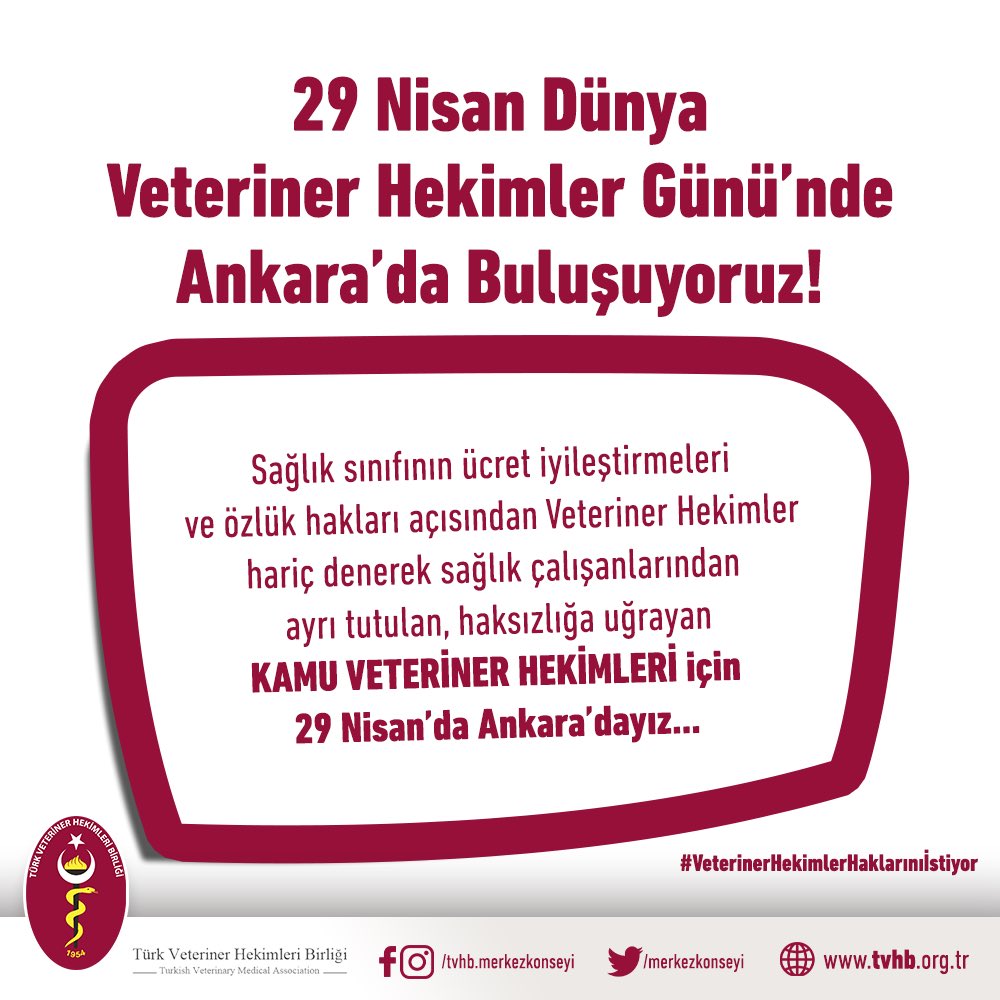 merkezkonseyi's tweet photo. Sağlık sınıfının ücret iyileştirmeleri ve özlük hakları açısından Veteriner Hekimler hariç denerek sağlık çalışanlarından ayrı tutulan, haksızlığa uğrayan KAMU VETERİNER HEKİMLERİ için 29 Nisan'da Ankara'dayız! #VeterinerHekimlerHaklarınıİstiyor https://t.co/aoP2N0gKPu