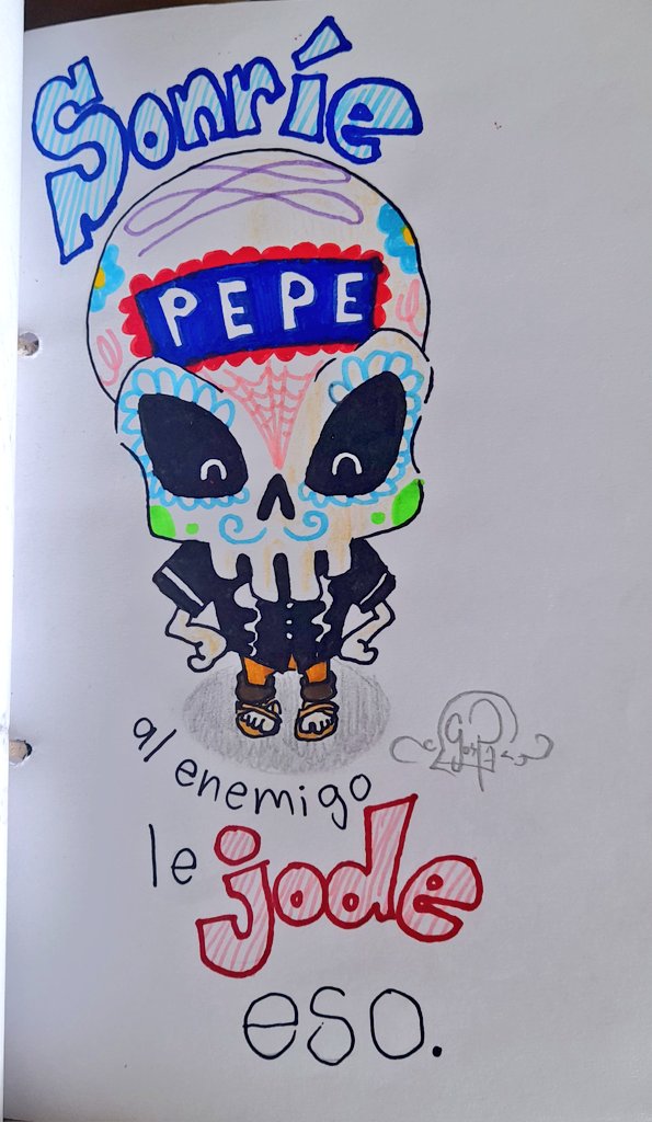 gospel02's tweet photo. La actitud es la llave gente.☠️
#Pepe #Folclore #Pepetips #eldelosdibujos✍ #Pptips☠️ #CalaveritaMexicana #Mexico #calaveritadeazucar #Gospell #Dibujó #Diseño #Drawing #Trazó #Who4r3you #PepeTips #dibujando🇲🇽 #PepeDice #skullcandy #mexicanísimo #Art #Paint #skull #manoalzada🖌️ https://t.co/dcTzYxei2F